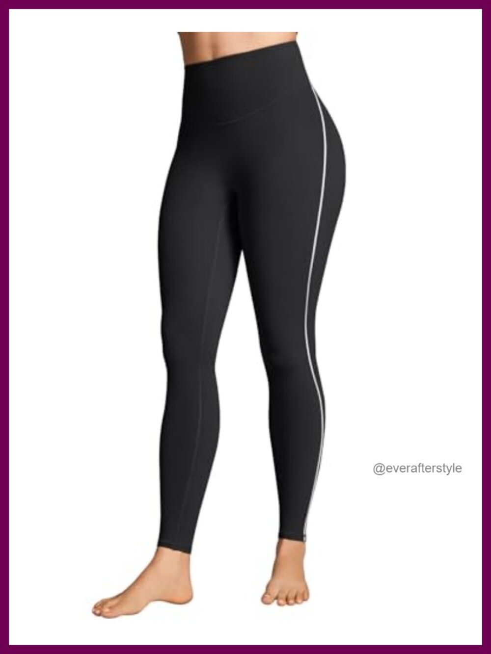 High Waisted Leggings with Contrast Stitching Buttery Soft Tummy Control
